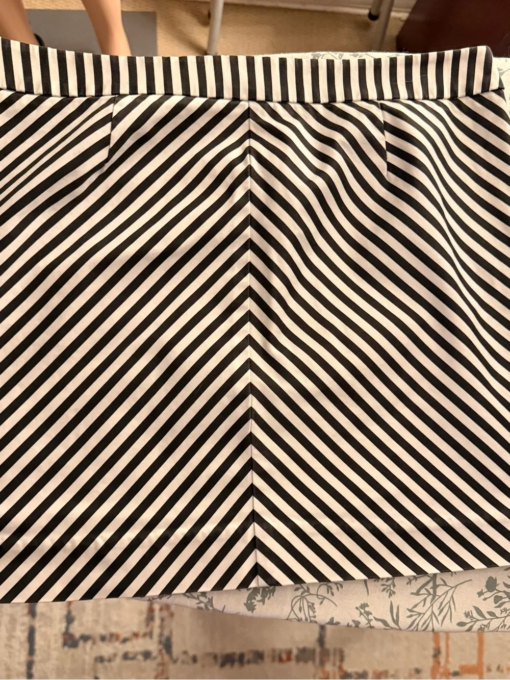 J. Crew Black and White Diagonal Stripe Mini Skirt